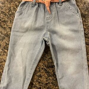 Primark Light Blue Kids Jeans with Peach Belt